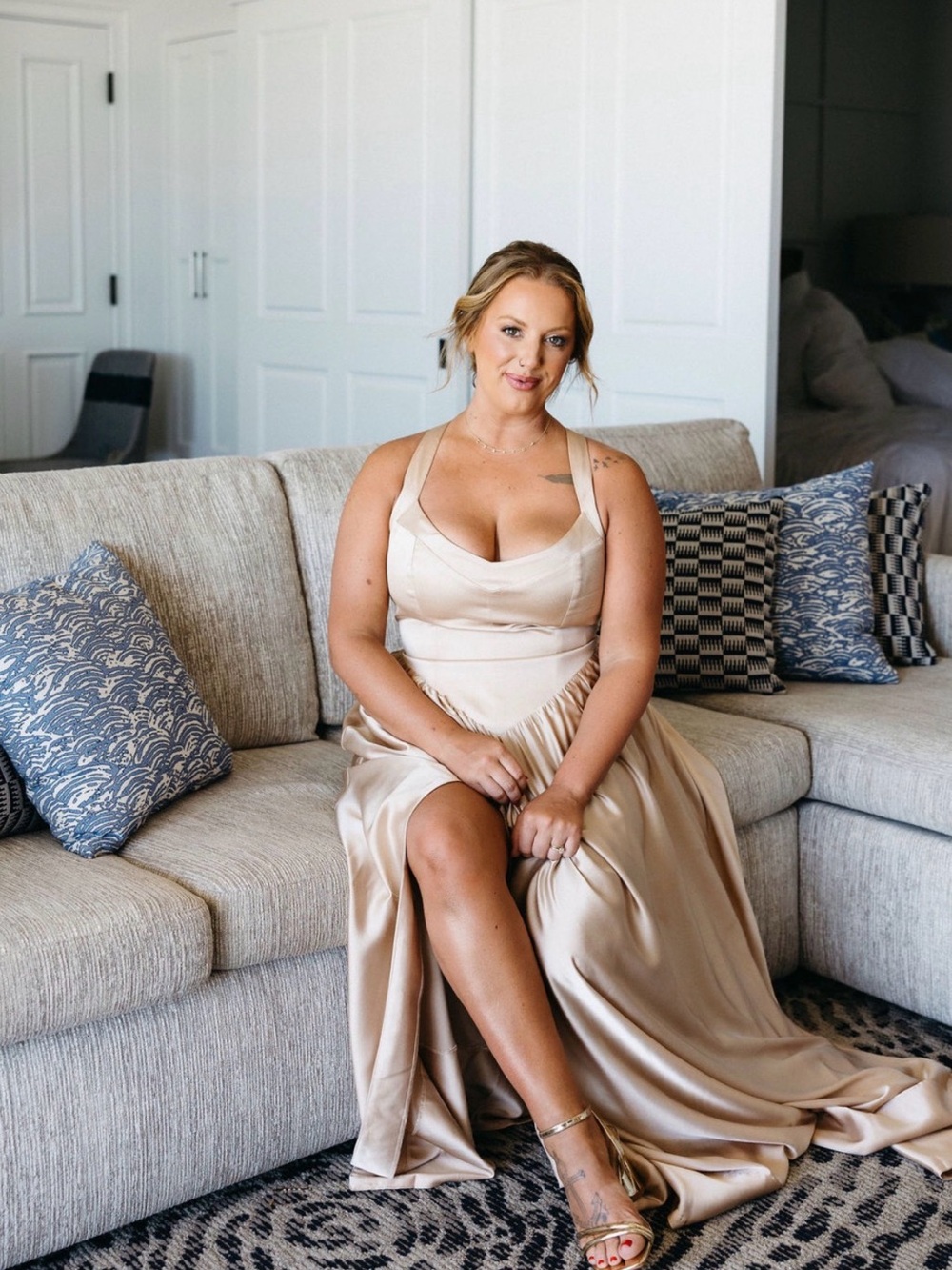 Show Me Your MuMu Champagne Satin Slip Dress